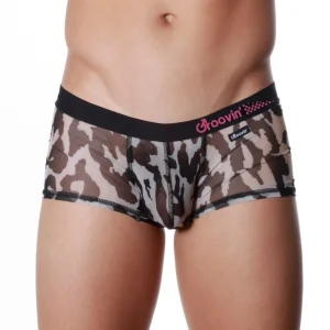 Men’s Cup Boxer Underwear – Leopard Print Mesh Front