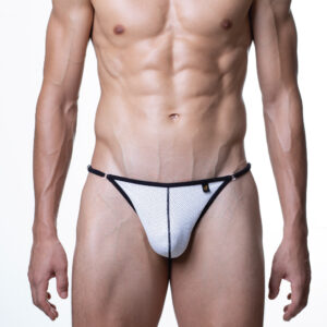 Front view of GROOVIN’ GS1802 black G-string underwear for men – sleek, minimalist design with soft, breathable fabric